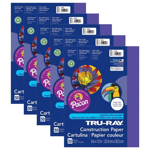 Tru-Ray Construction Paper, Purple, 9 x12in, PK250